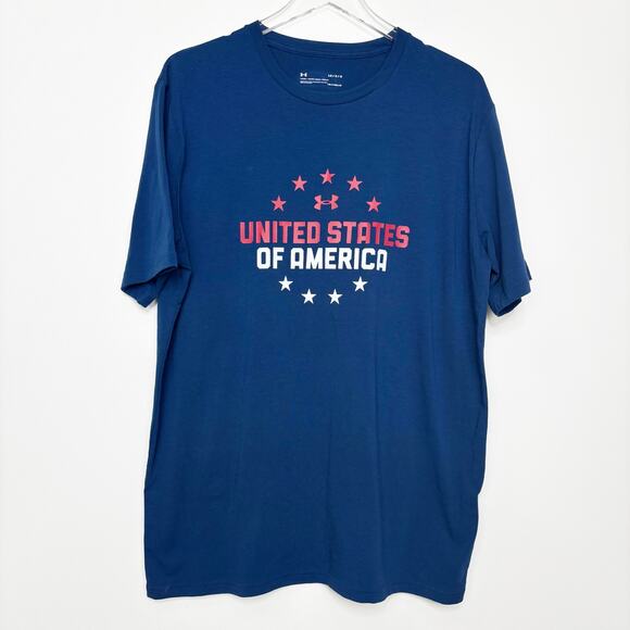 Under Armour United States of America Blue Short Sleeve Tee T-Shirt L - Picture 1 of 4